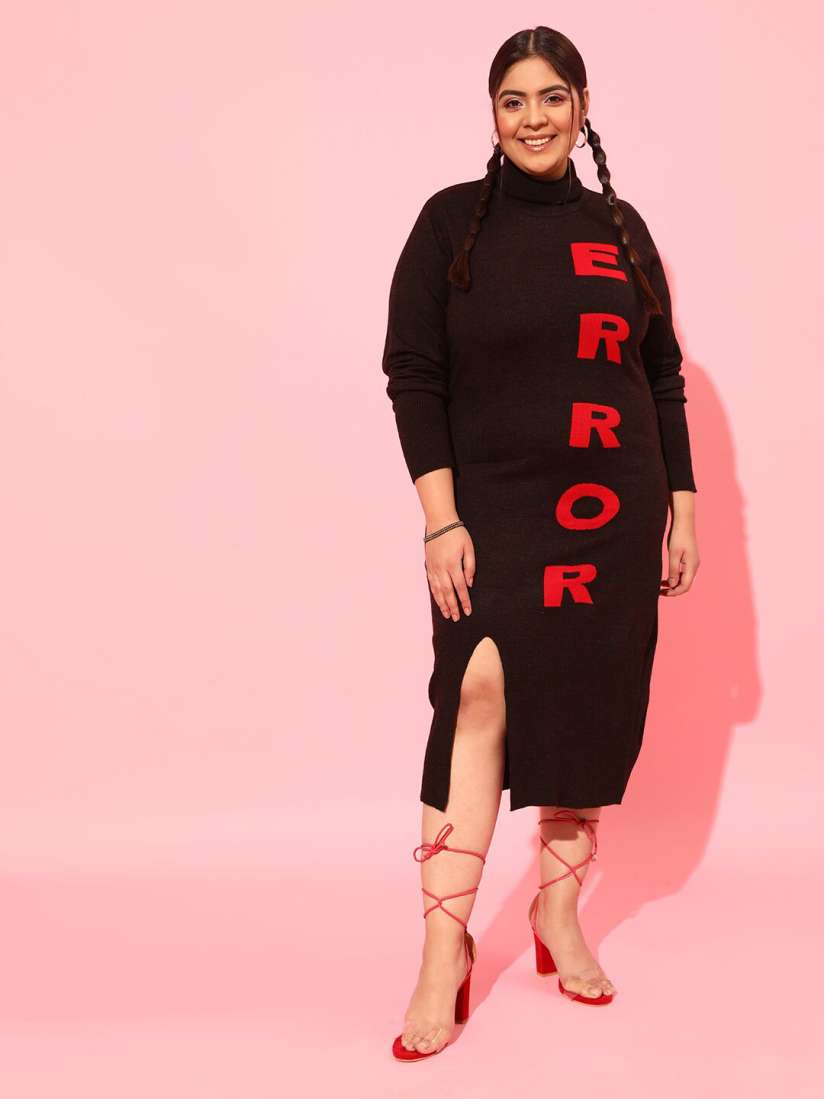 Plus size black jumper dress clearance