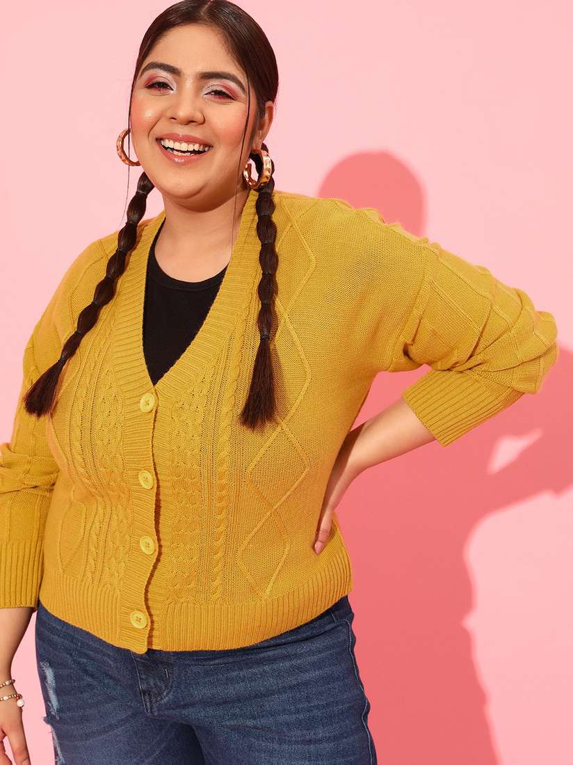 Myntra Buy Yellow Cardigan H&M Women Pastel Yellow Rib-Knit Cardigan