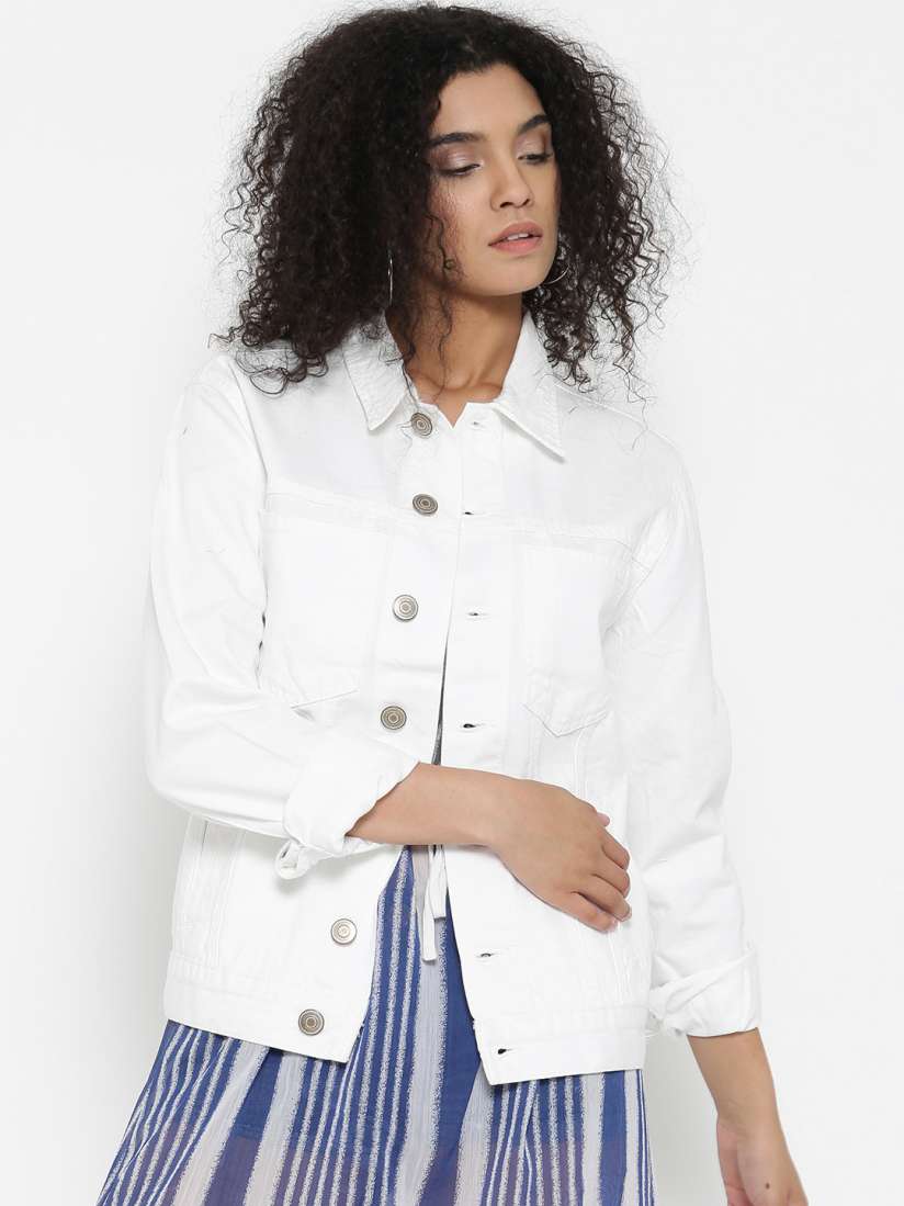 Forever 21 white denim jacket store