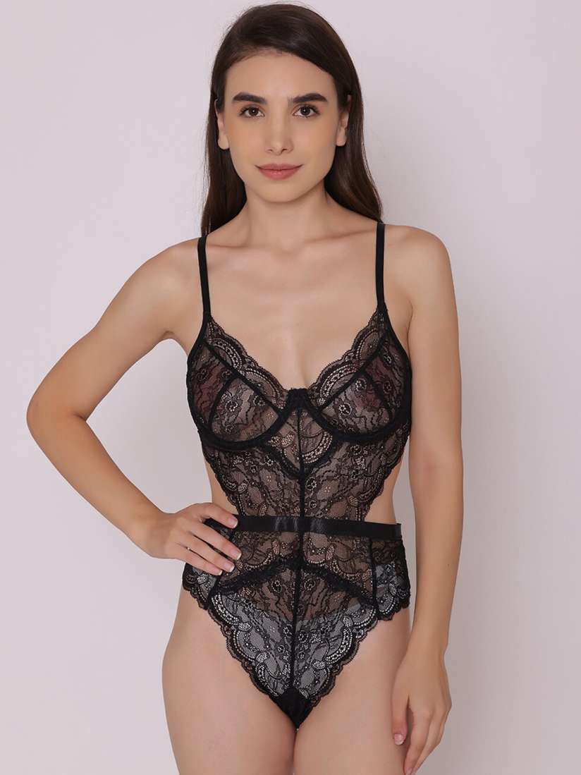 Buy Treasure chest Veronica Sheer Non Padded Non Wired Lace Bodysuit Bodysuit for Women 20981466 Myntra