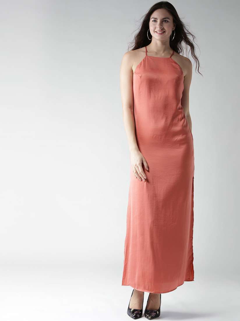 forever 21 formal dresses Womens Maxi Dress with Side Ruching Detail and High Neckline, Sleek Fitted Silhouette with Side Slit for Evening and Special Occasions, Discover 12 Forever 21 Evening