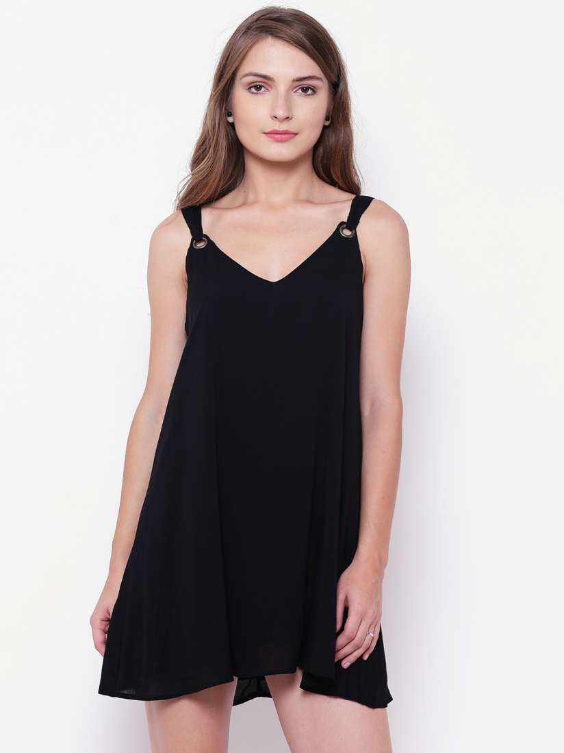 Buy FOREVER 21 Women Black Solid A Line Dress Dresses for Women 2098704 Myntra