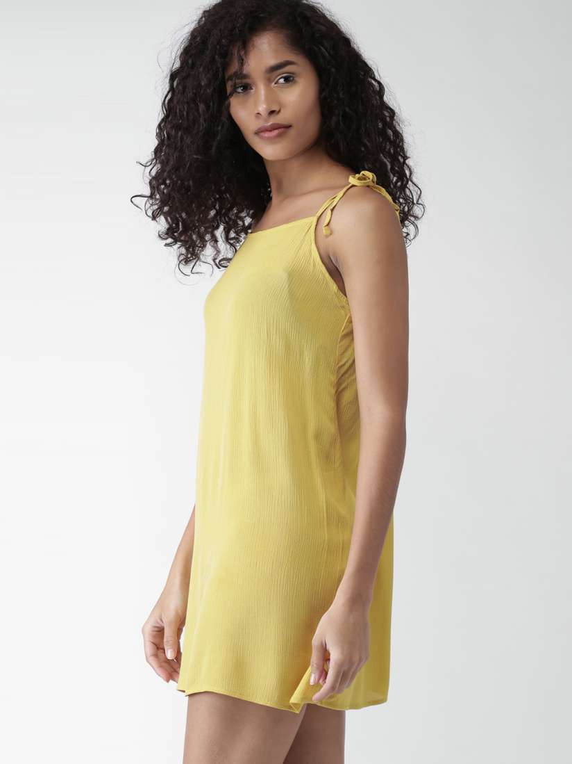 Buy FOREVER 21 Women Yellow Solid A Line Dress Dresses for Women 2098762 Myntra