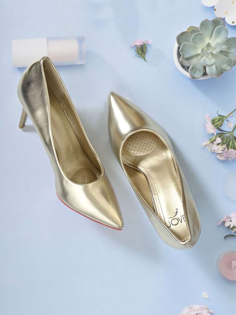 Golden heels myntra cheap