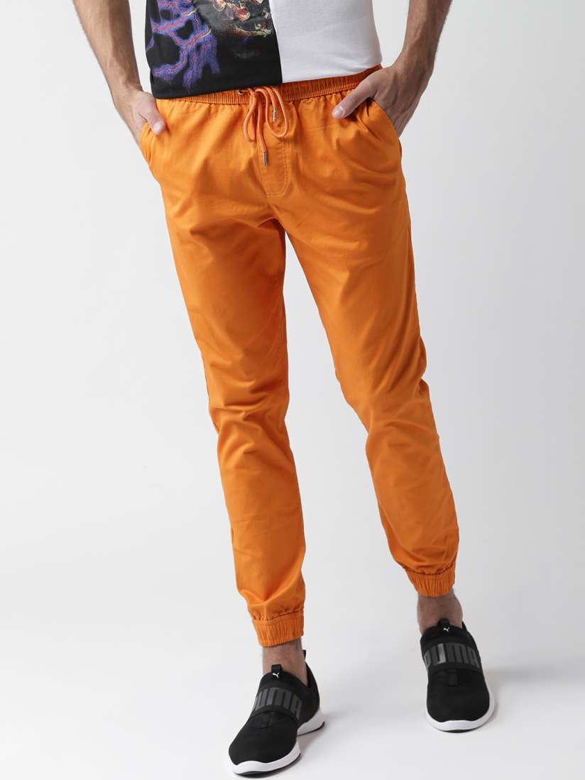 Buy FOREVER 21 Men Orange Solid Joggers Trousers for Men 2098996 Myntra