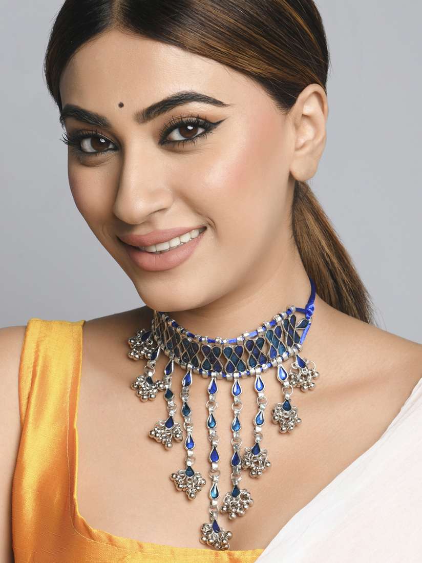 Navy choker necklace store