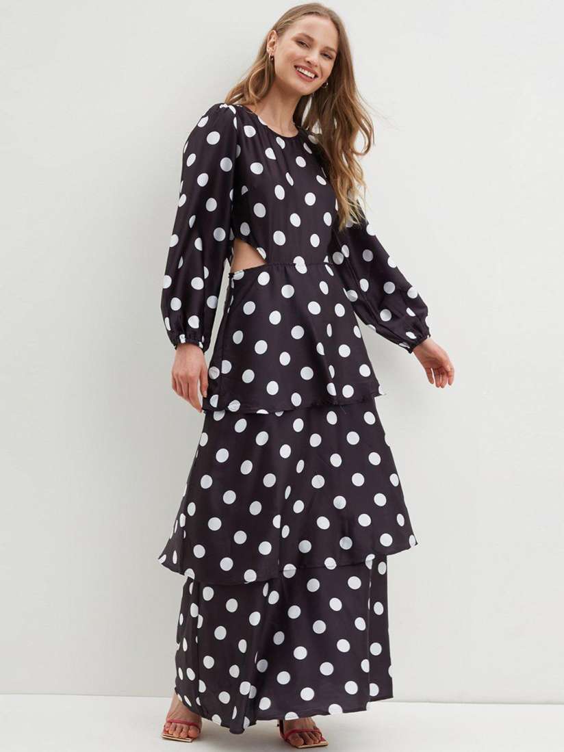 Buy DOROTHY PERKINS Black White Polka Dots Layered Maxi Dress Dresses for Women 20993880 Myntra