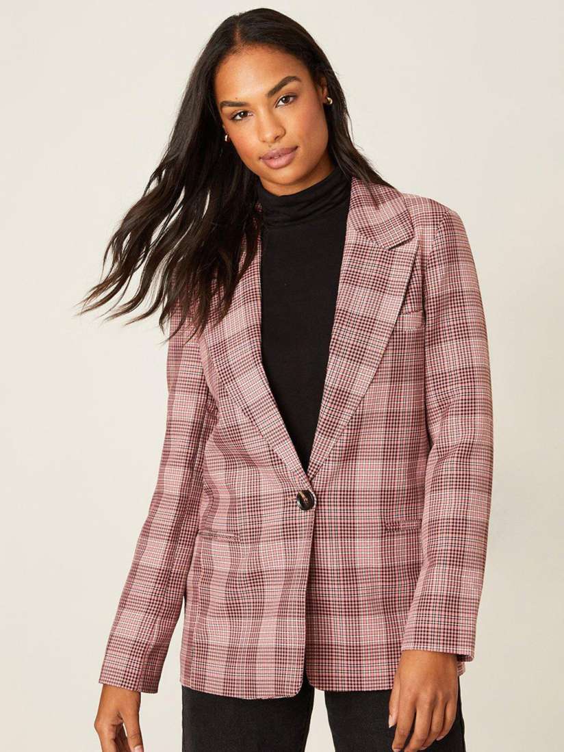Pink checkered blazer clearance