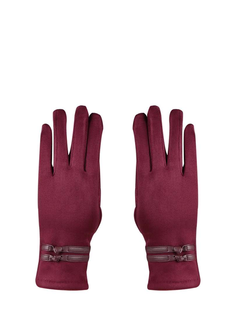 Maroon gloves winter discount