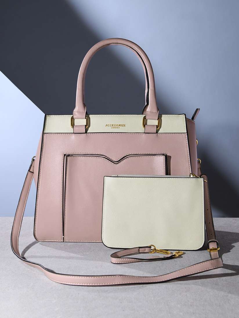 Buy Accessorize London Women Faux Leather Athena Color Block Handheld Bag Handbags for Women 20997774 Myntra