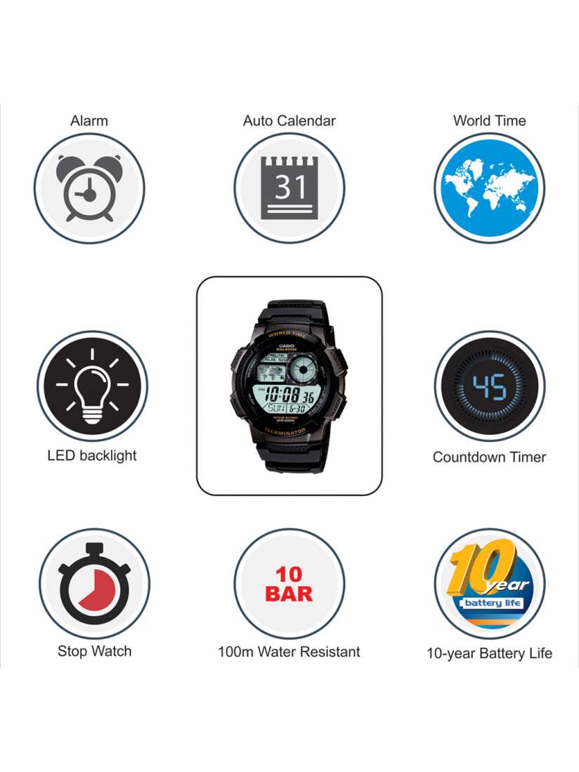 Buy Casio Youth Digital Men Black Digital watch D080 AE 1000W 1AVDF Watches for Men 209986 Myntra