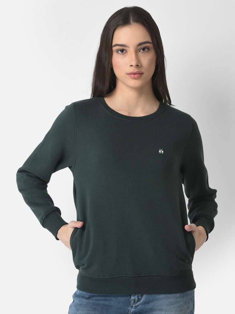 Buy Crimsoune Club Women Green Sweatshirt Sweatshirts for Women 21000320 Myntra