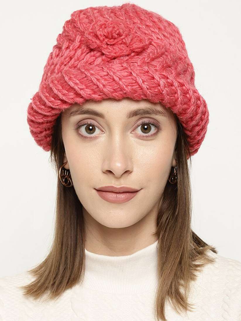 Buy Roadster Women Red Self Design Beanie Woolen Cap Caps for Women 21009150 Myntra