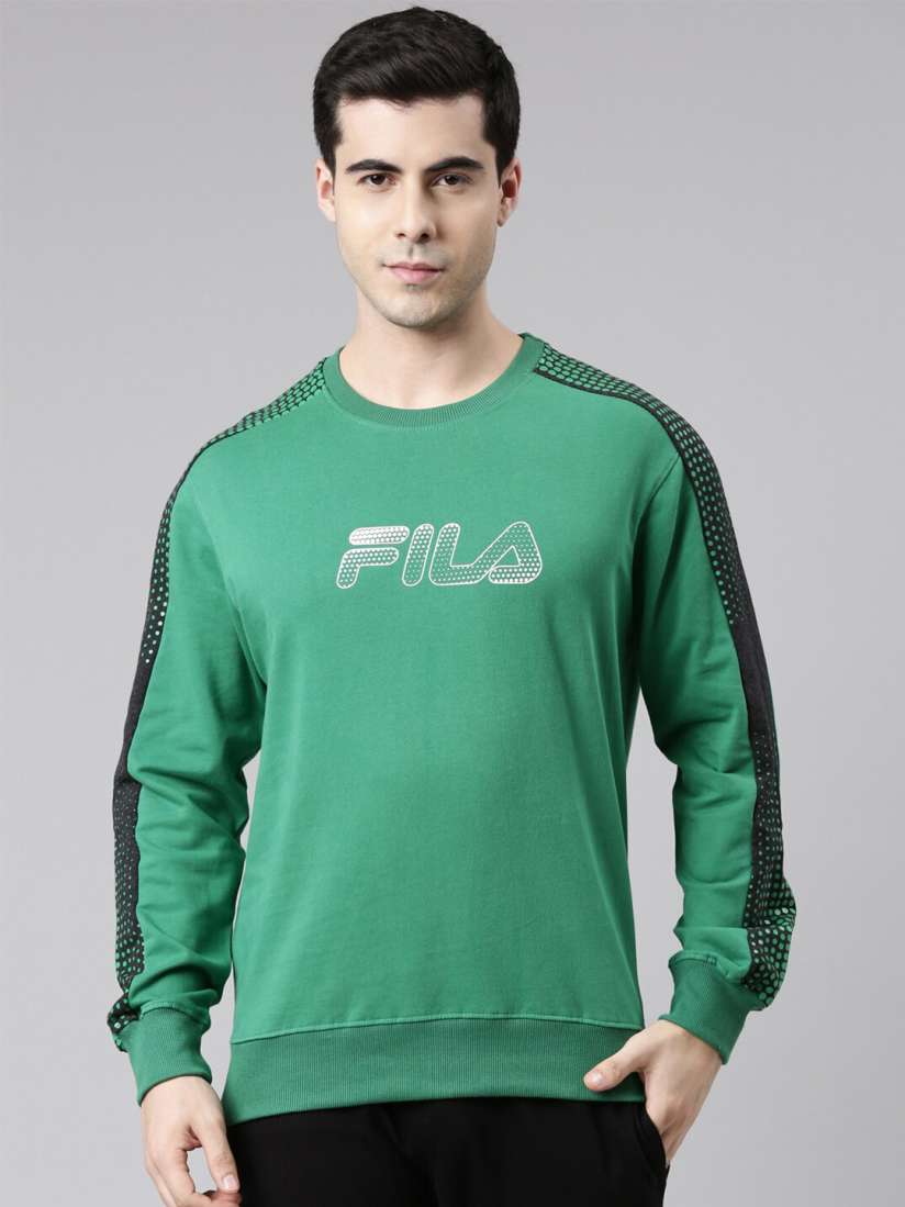 Buy FILA Men Green Solid Cotton Sweatshirt Sweatshirts for Men 21012516 Myntra