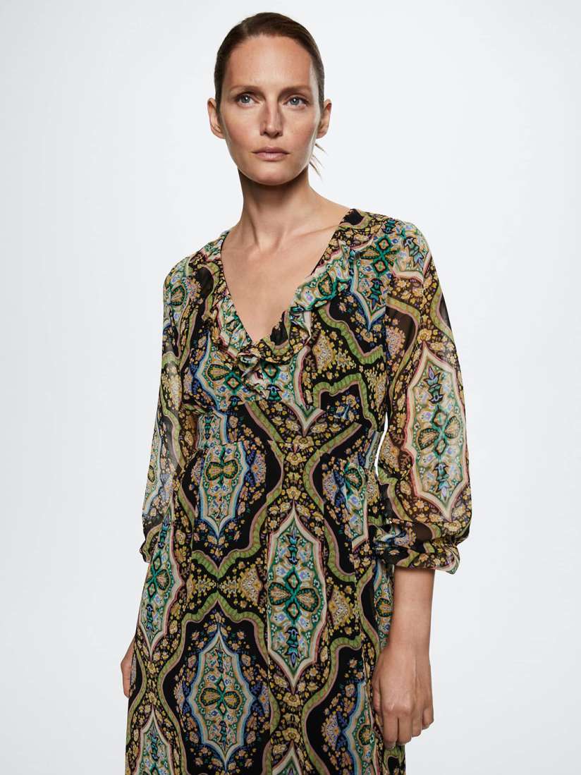 Buy MANGO Ethnic Motifs Print A Line Midi Dress Dresses for Women 21013046 Myntra