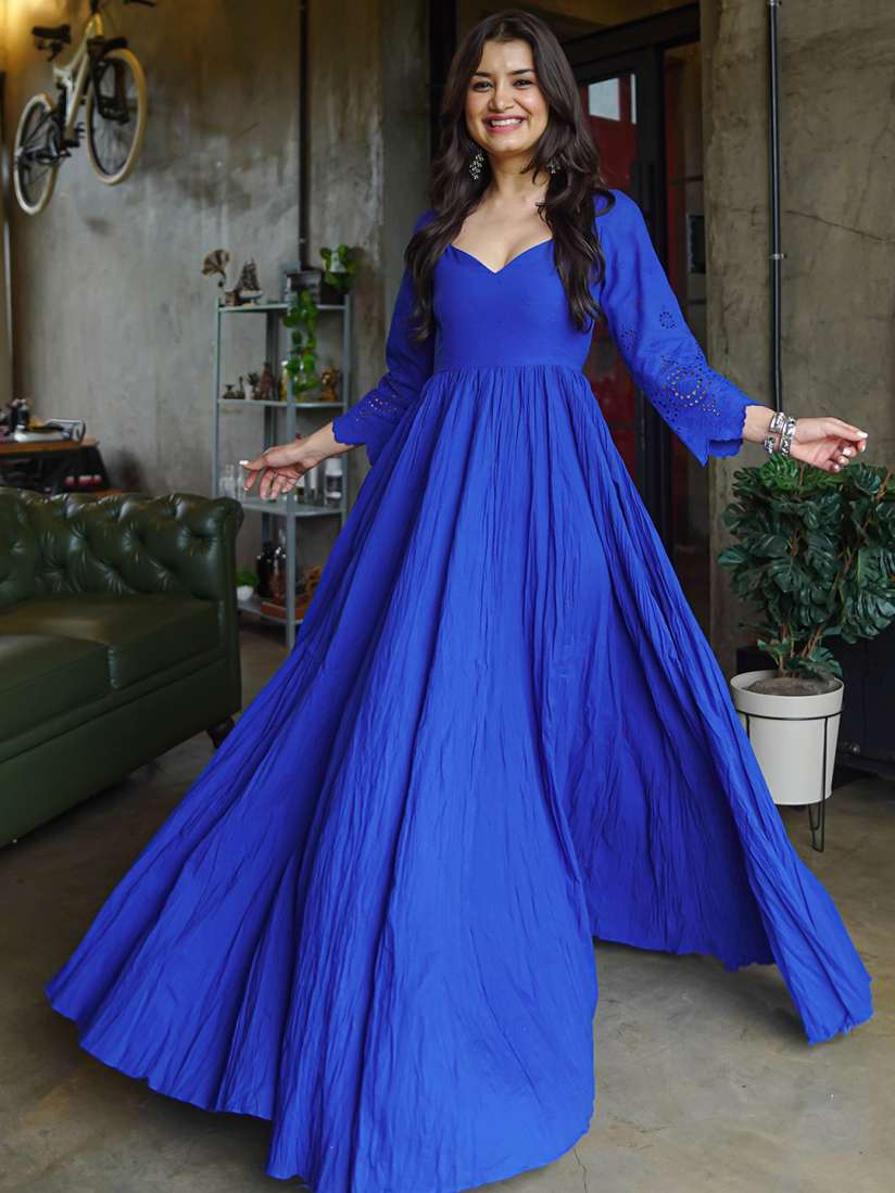 Buy Bunaai Pure Cotton A line Maxi Dress Ethnic Dresses for Women 21014082 Myntra