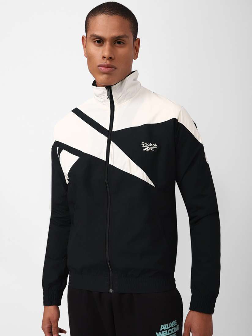 Buy Reebok Men Black White Colourblocked Sporty Jacket Jackets for Men 21014696 Myntra