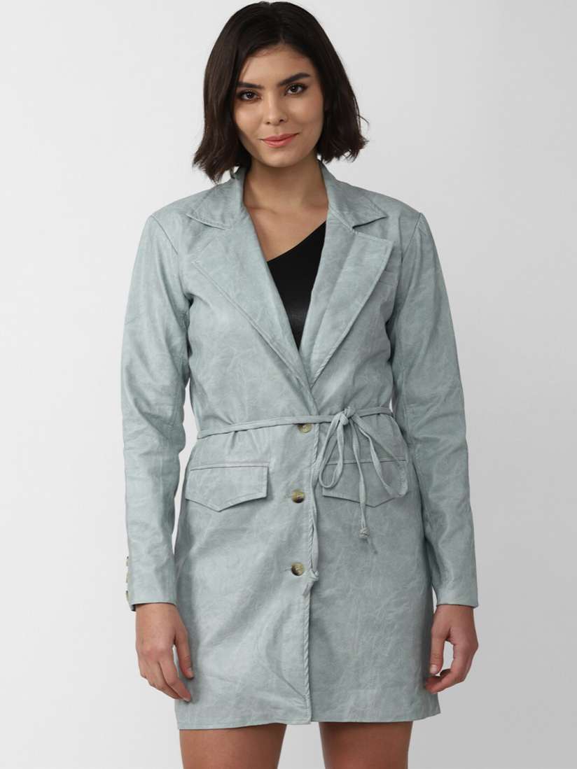 Buy FOREVER 21 Women Blue Longline Tailored Jacket Jackets for Women 21021146 Myntra