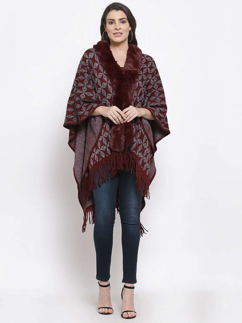 Maroon poncho sweater on sale