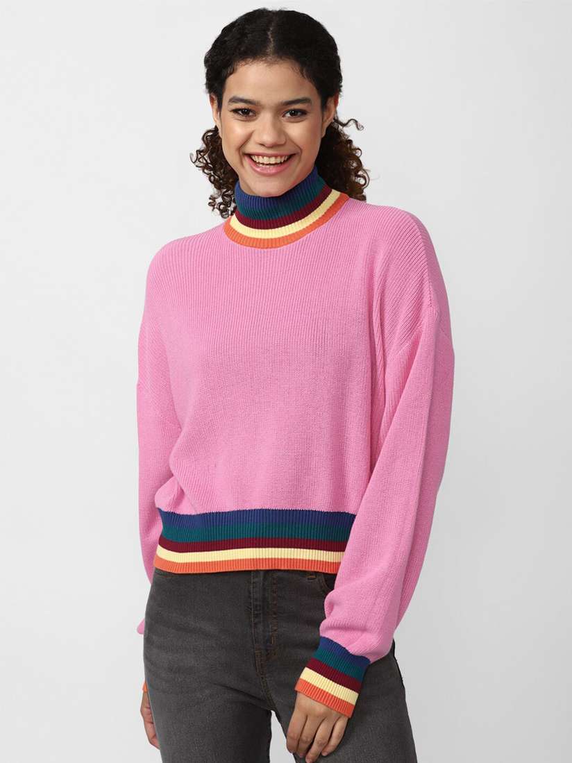 Striped Sweater Asos Rainbow Jumper Buy FOREVER 21 Women Pink - Main Image