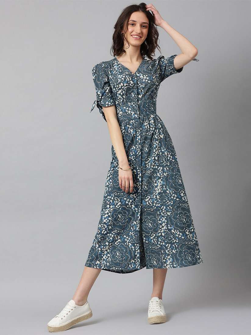 Buy Fabindia Blue Cotton Ethnic A Line Midi Dress Dresses for Women 21021696 Myntra