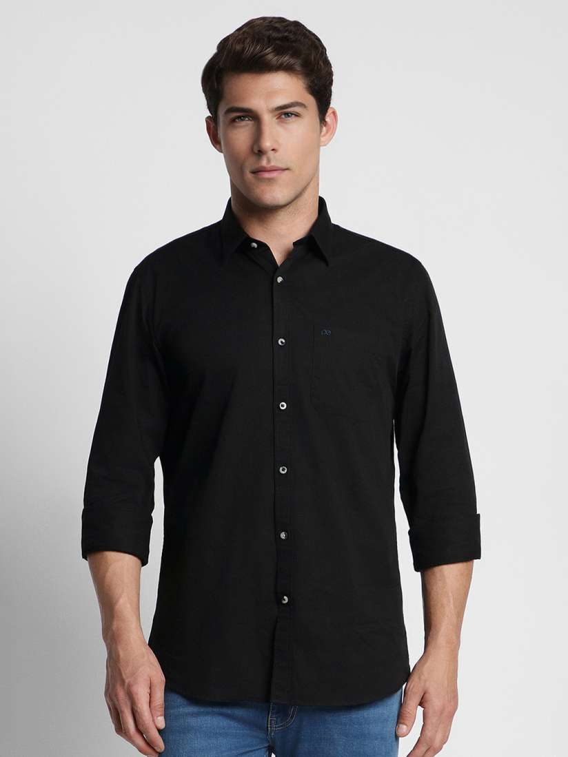 Buy Peter England Casuals Men Black Slim Fit Pure Cotton Casual Shirt Shirts for Men 21022452 Myntra