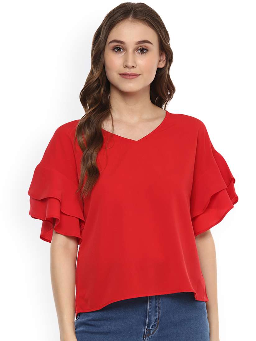 Buy Harpa Women Red Solid Top Tops for Women 2102567 Myntra