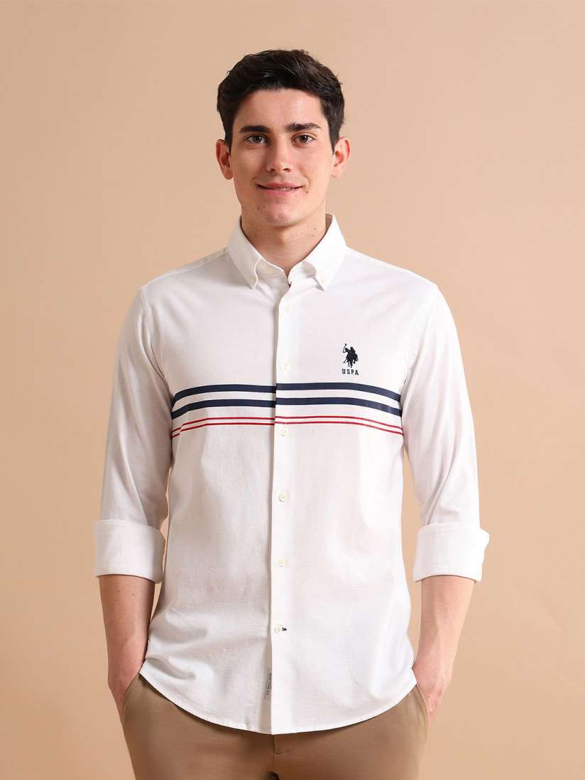 U.S. Polo Assn. Engineered Oxford Shirt, White (40)