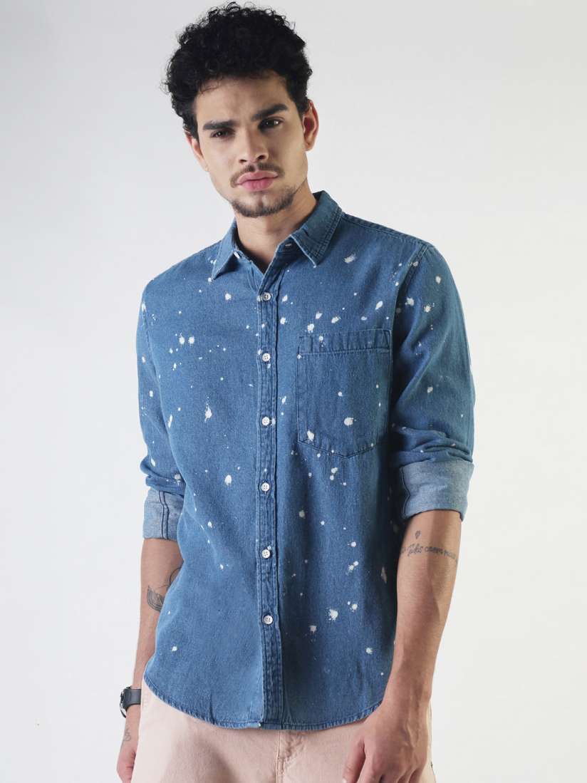 Buy Blue Saint Men Blue Regular Fit Printed Casual Shirt Shirts for Men 2103011 Myntra
