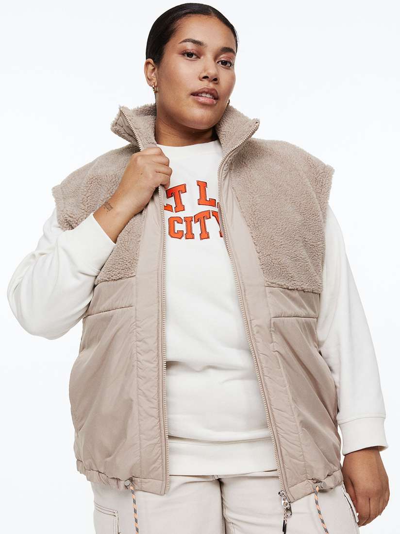 Lovedrobe Ladies Women's Gilet Sleeveless Winter Jacket Coat Long Quilted Body Warmer Plus Size With Belt Pockets Collar Hoodless Suit Jacket, Stone, 22 Women, Stone, 22, Stone - 12