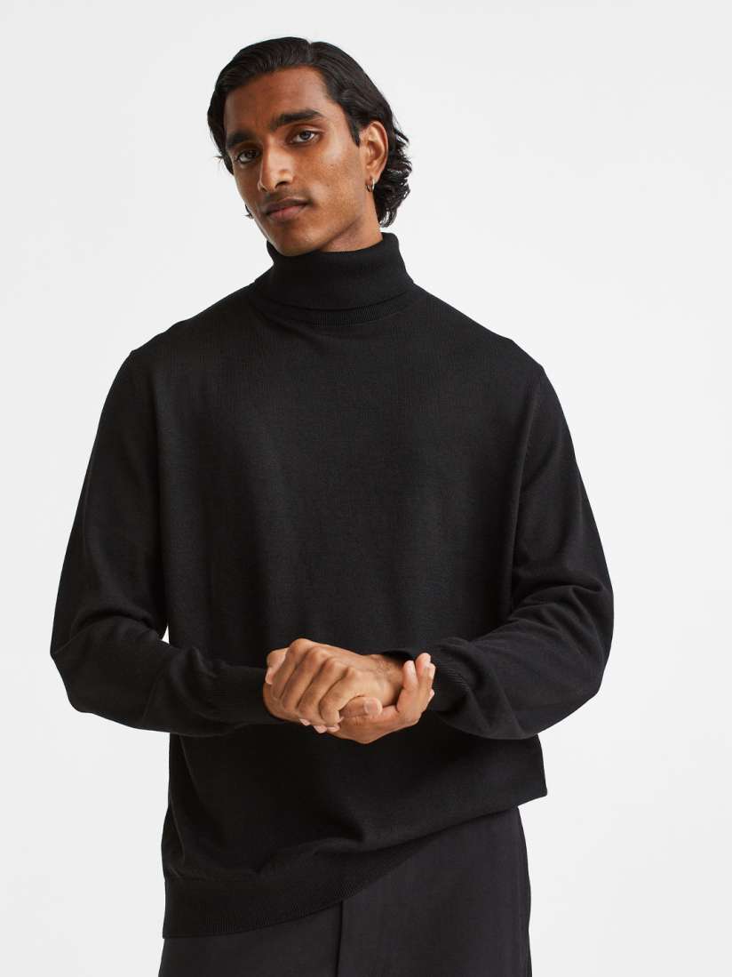 Buy H M Men Slim Fit Fine Knit Polo Neck Jumper Sweaters for Men 21032104 Myntra