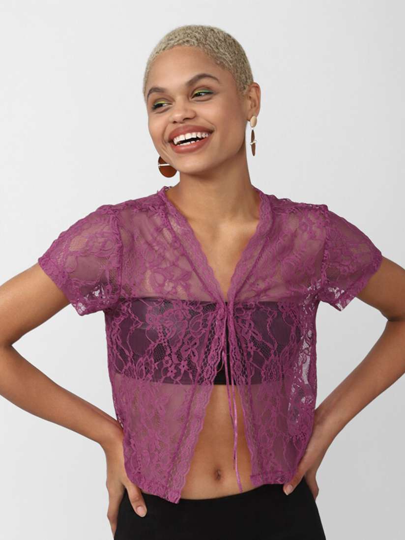Buy FOREVER 21 Purple Lace Crop Top Tops for Women 21037374 Myntra