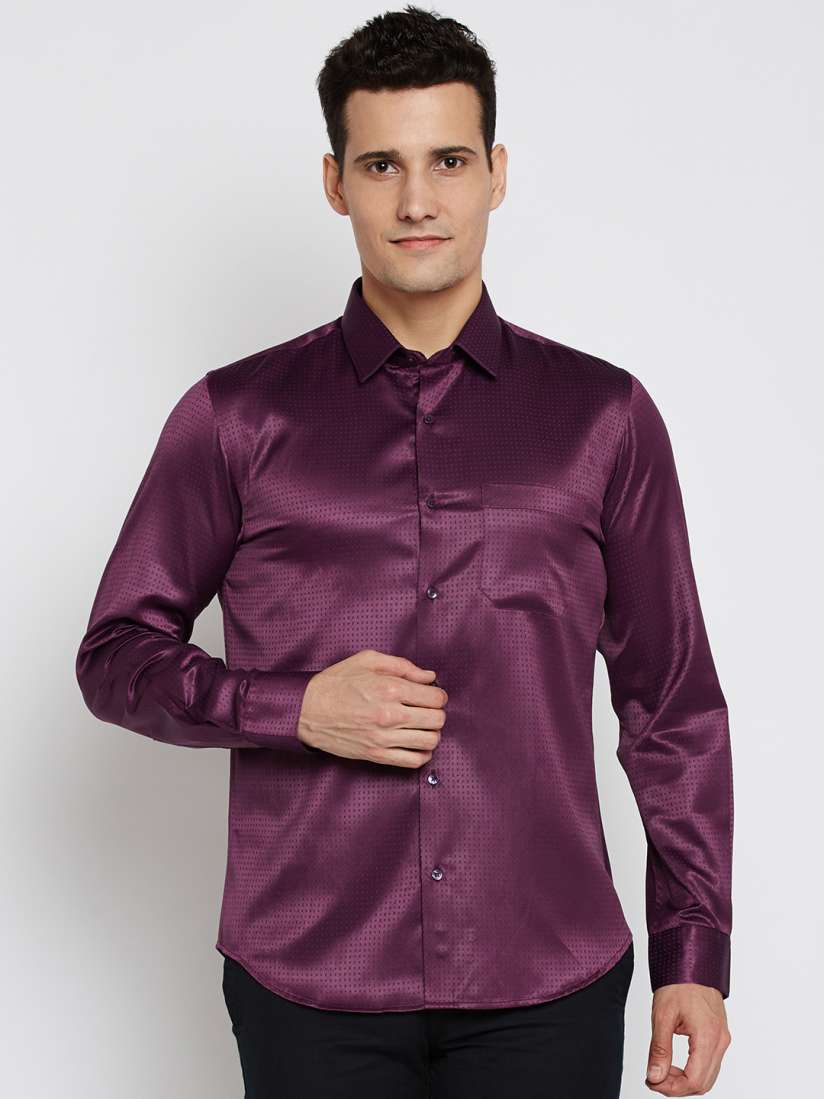 Buy Peter England Men Burgundy Slim Fit Self Design Party Shirt Shirts for Men 2104338 Myntra