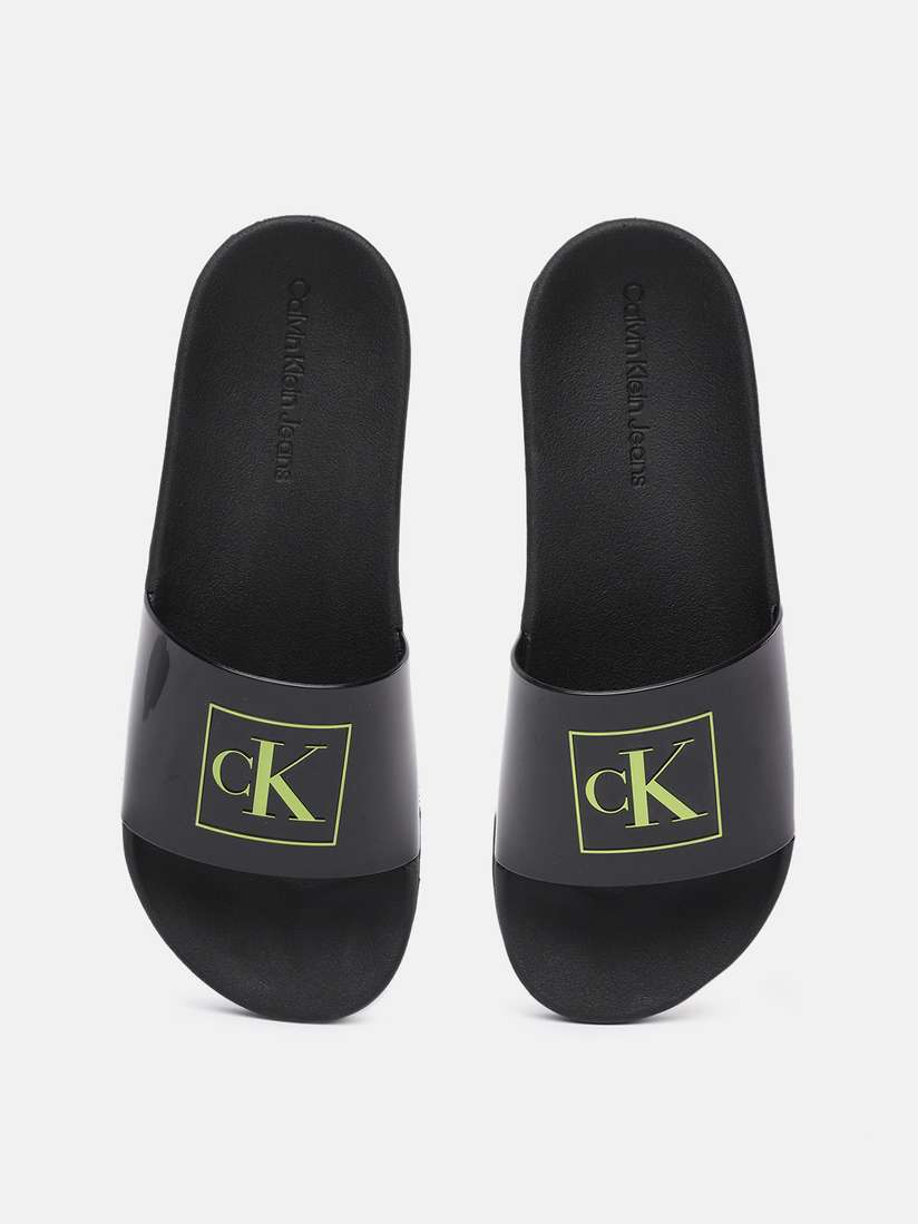 Cheap black calvin klein slides on Sale