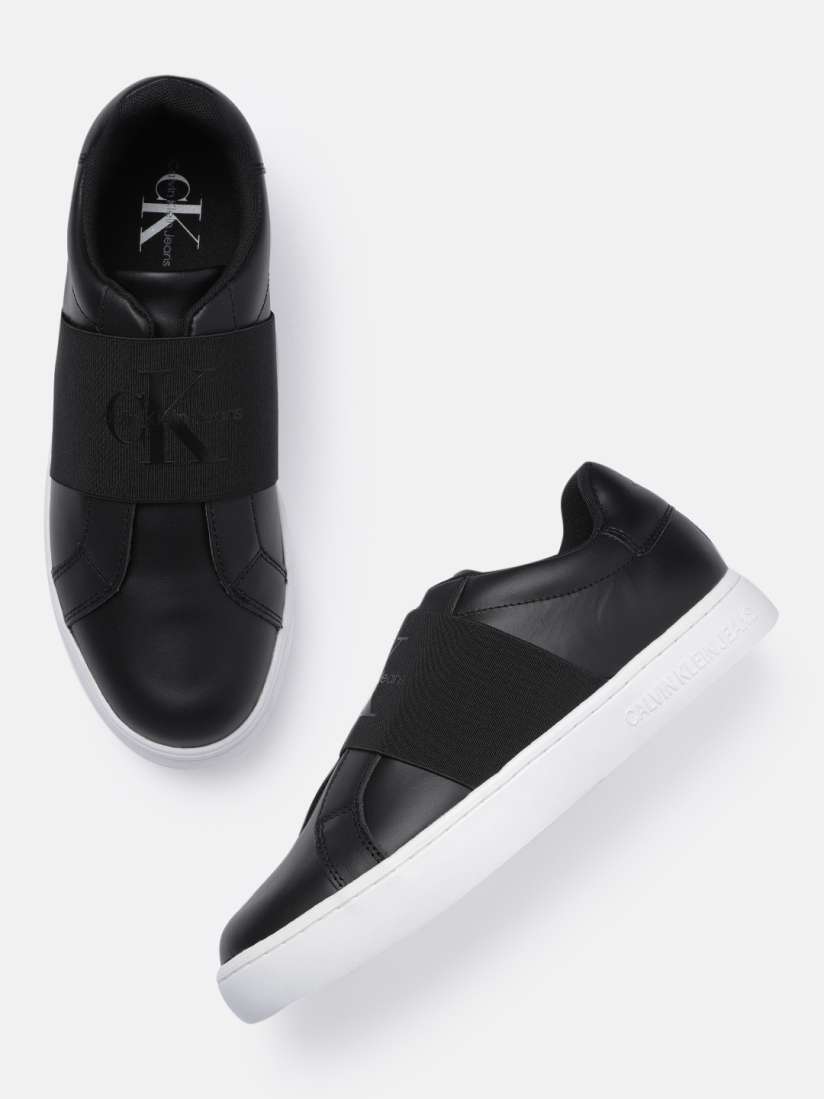 Calvin klein black slip on shoes online