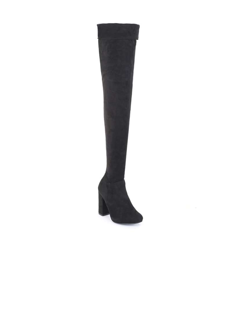 Truffle collection women black solid heeled boots on sale