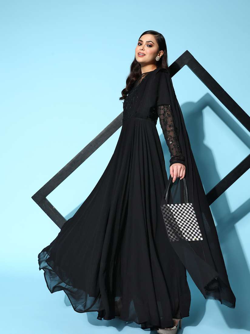 Floral black gown top