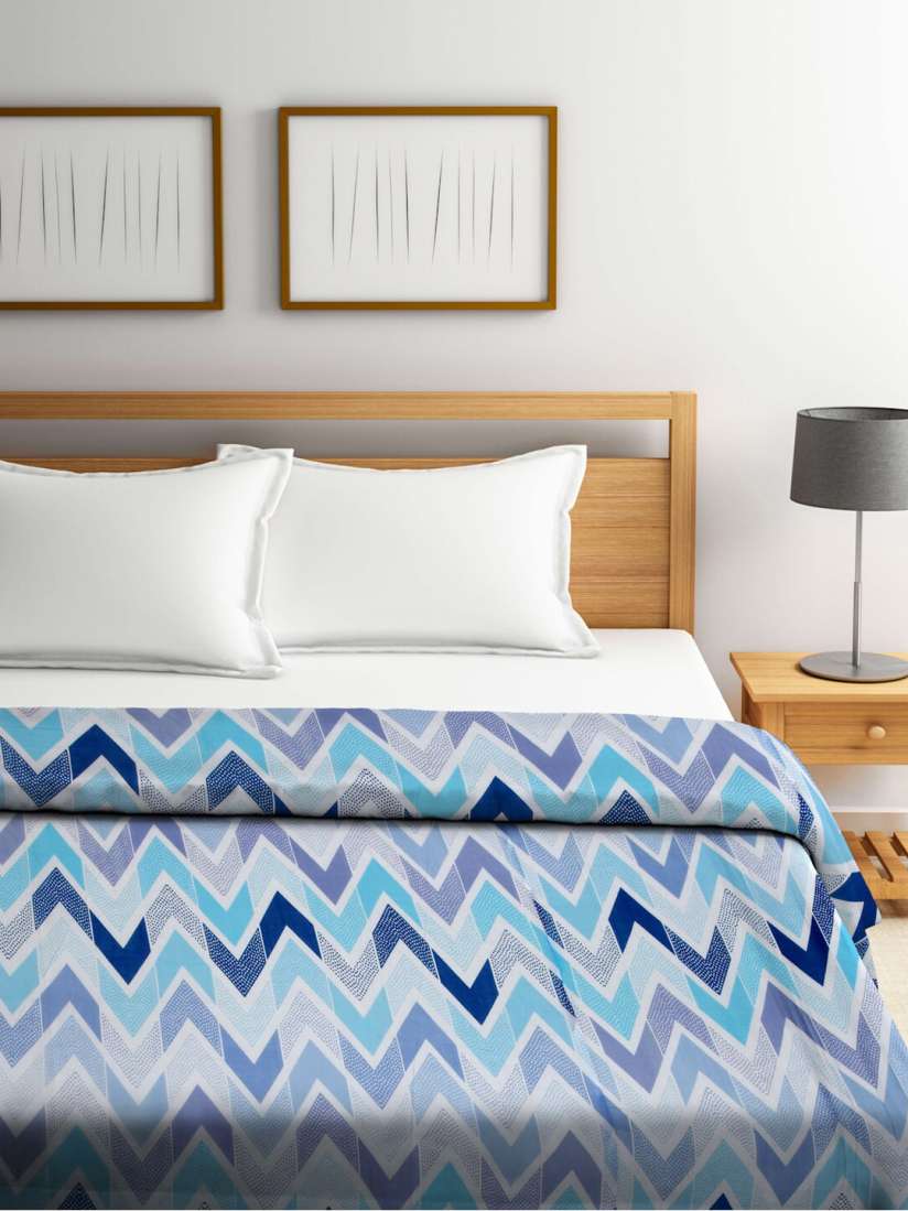 Buy BOMBAY DYEING Joanna Blue White Geometric AC Room 120 GSM Double Bed Dohar Blankets Quilts and Dohars for Unisex 21060582 Myntra