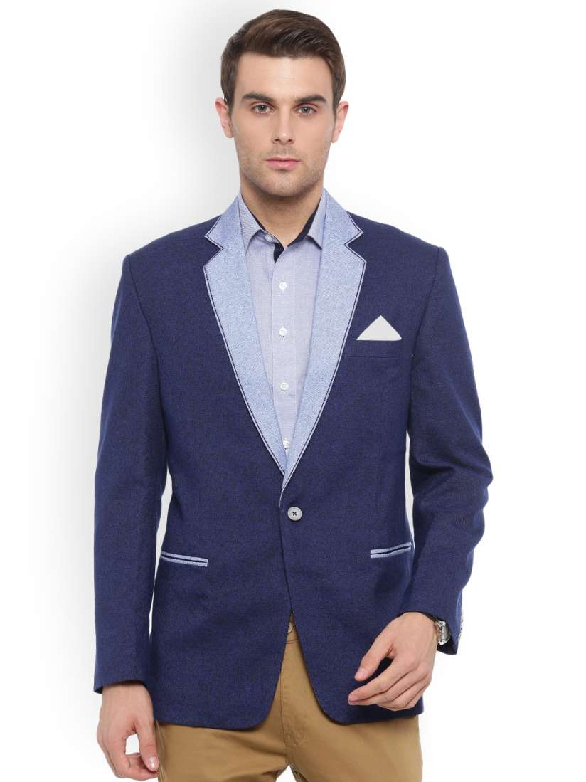 Buy Shaftesbury London Navy Blue Self Design Regular Fit Single Breasted Formal Blazer Blazers for Men 2106604 Myntra