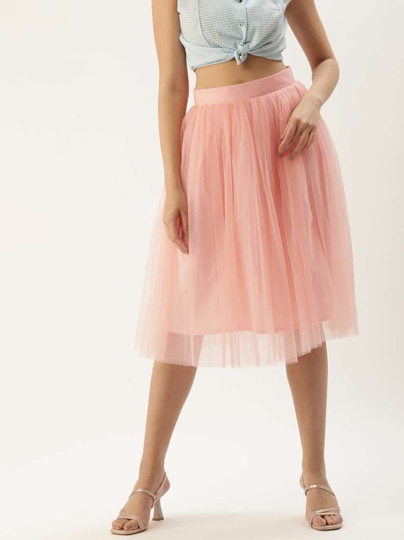 Buy ROVING MODE Net Flared Midi Skirt Skirts for Women 21070048 Myntra