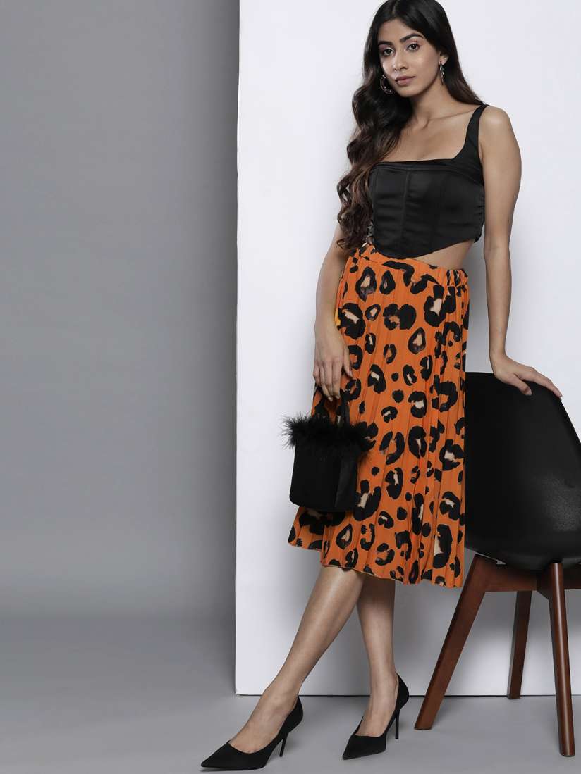 Leopard a line midi skirt best sale