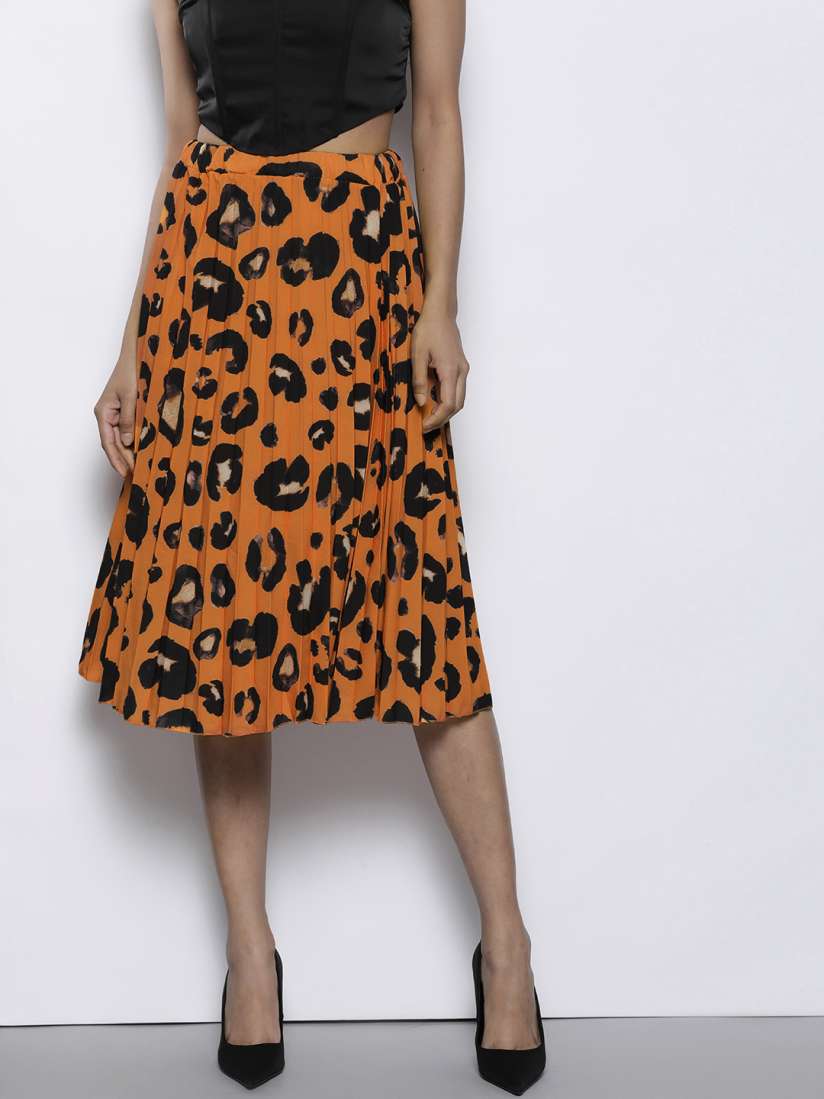 Leopard a line midi skirt cheap