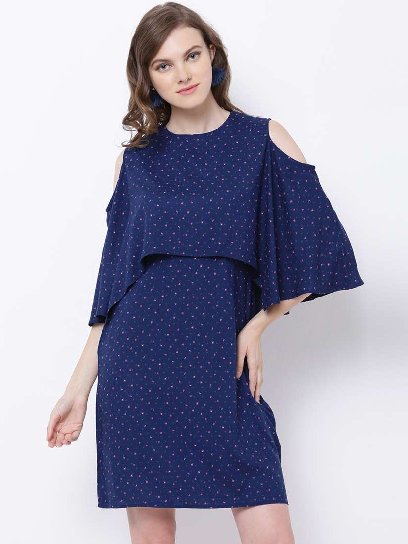 Tokyo talkies navy blue printed dress sales