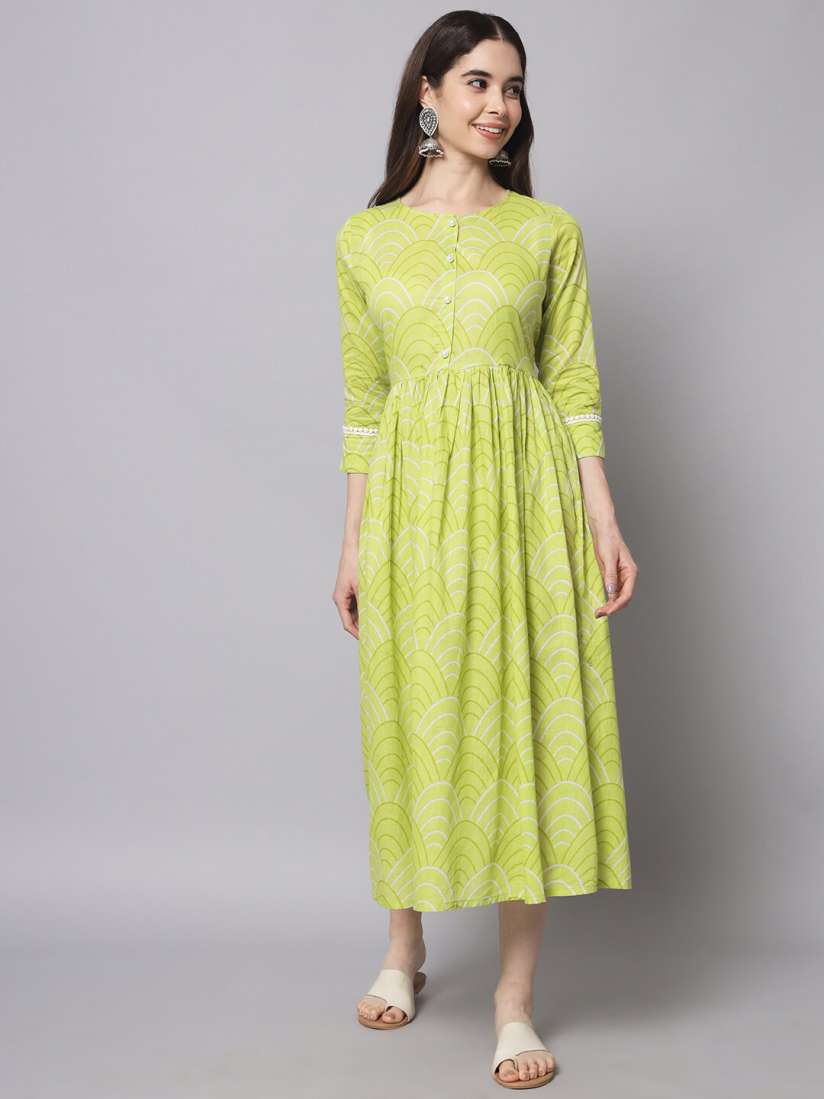 Buy Myshka Cotton A Line Midi Dress Dresses for Women 21105216 Myntra