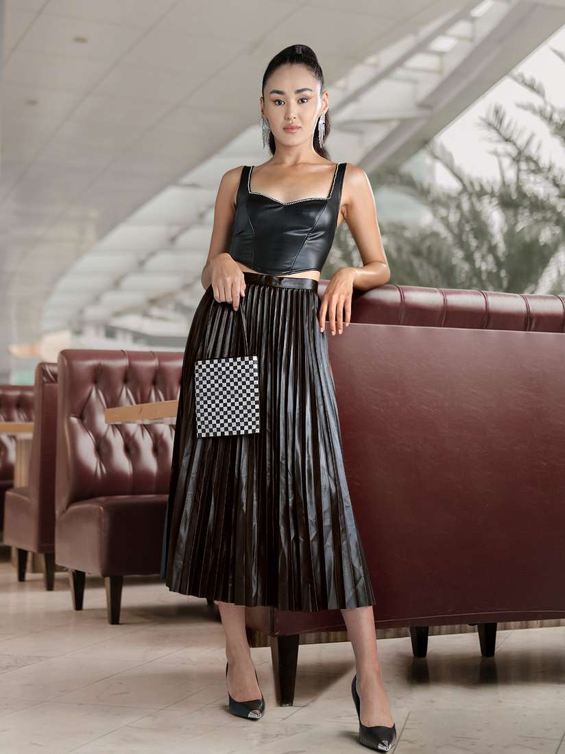 Midi Skirt Marks And Spencer Black Pleated Skirt M&s Top