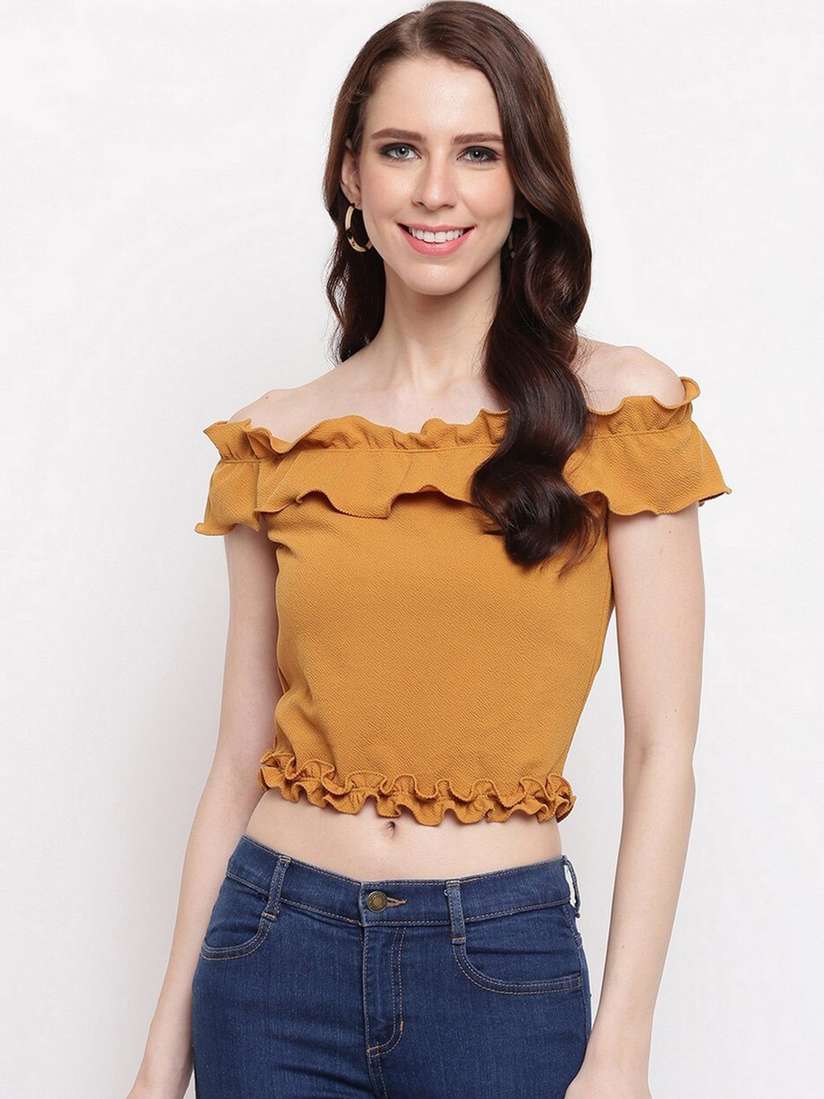 Buy RIVI Off-Shoulder Bardot Crop Top Tops for Women 21114170