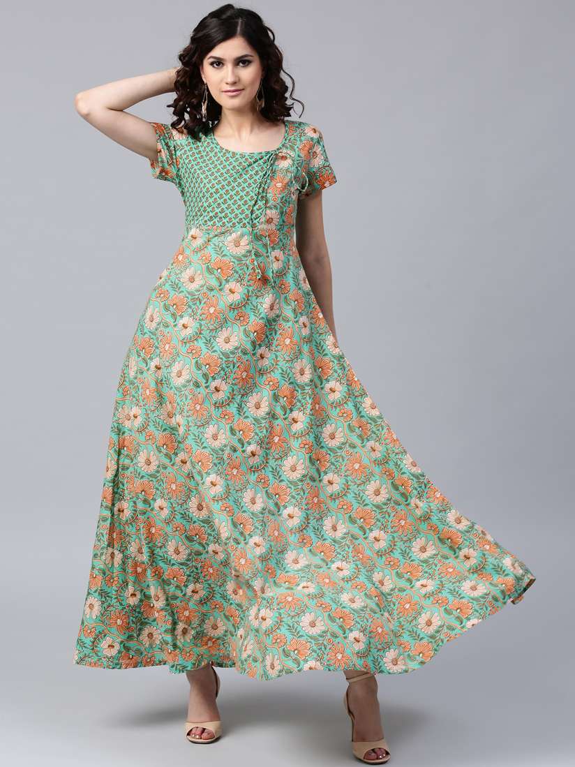 Aks women's maxi green dress best sale