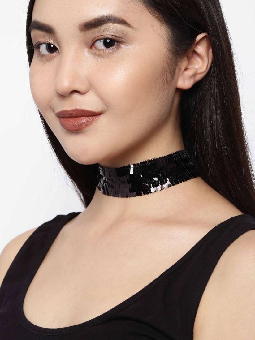 Buy Golden Peacock Black Wide Choker Necklace Necklace and Chains for Women 2111599 Myntra