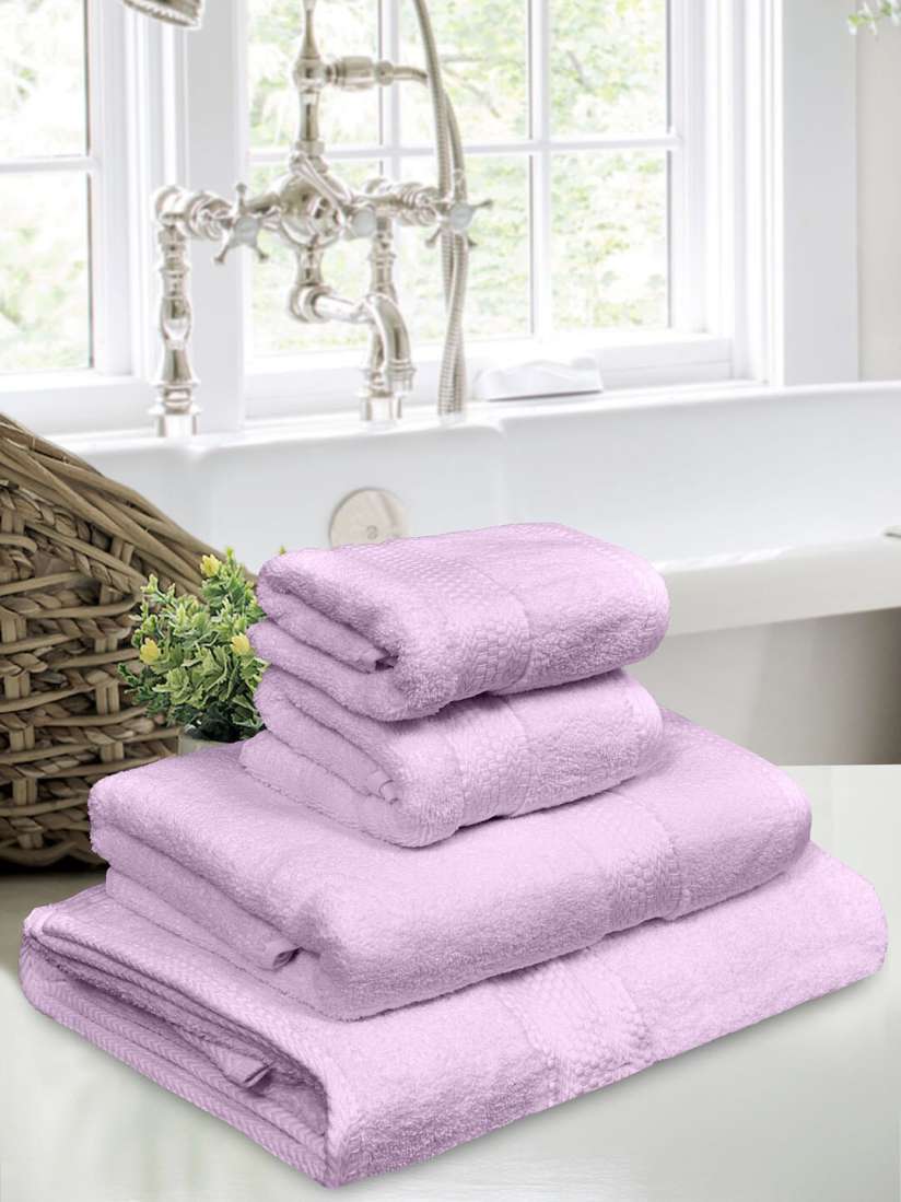 Buy BOMBAY DYEING Lavender Set of 4 600 GSM Soft Durable Cotton Towel Set Towel Set for Unisex 21117738 Myntra