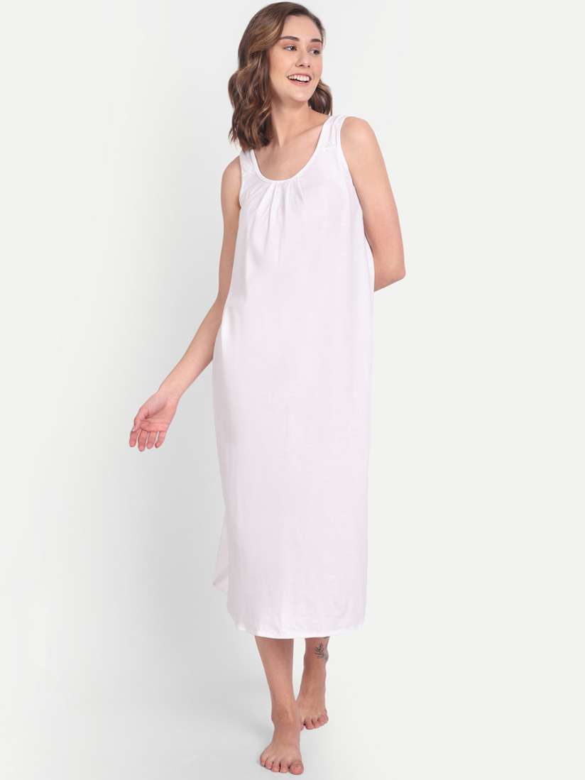 Buy BLAZON Scoop Neck Durable Pure Cotton Nighty Slip Slips for Women 21120764 Myntra